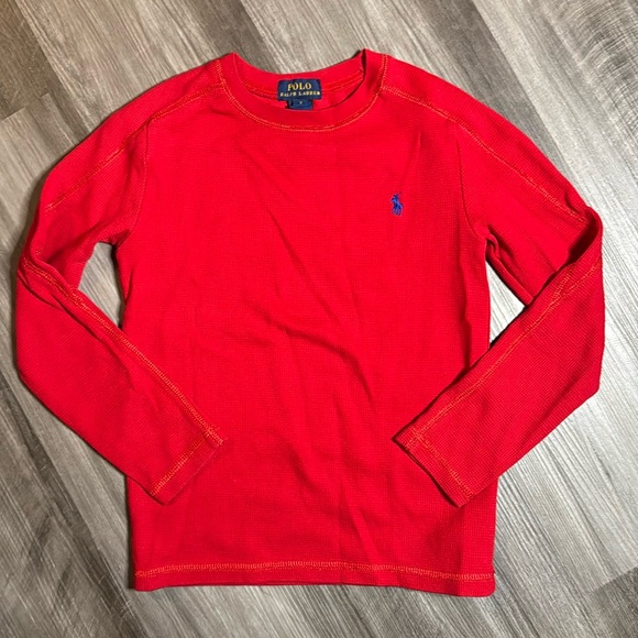 POLO Ralph Lauren 7 boys red long sleeve waffle shirt top Valentine’s Day - Picture 1 of 7